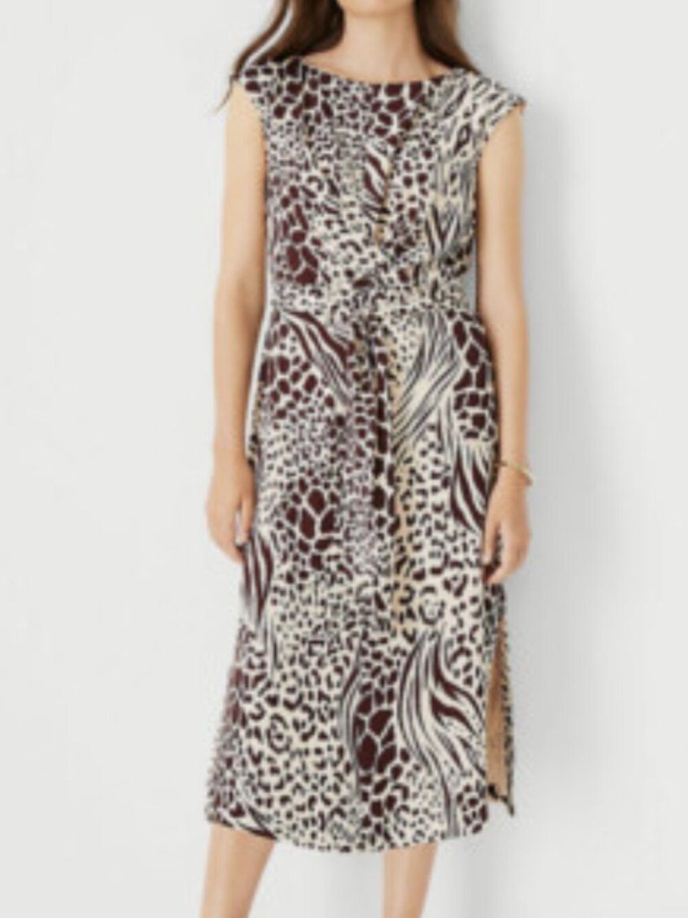 Animal print design midi dress